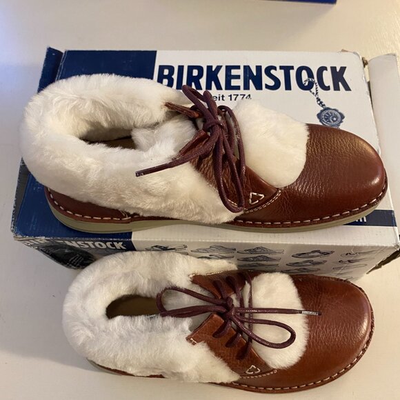 NIB Birkenstock Memphis High Shearling Lined Chestnut Brown EU 38 - Picture 1 of 6